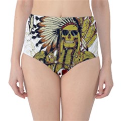 Motorcycle And Skull Cruiser Native American Classic High-waist Bikini Bottoms by Sarkoni