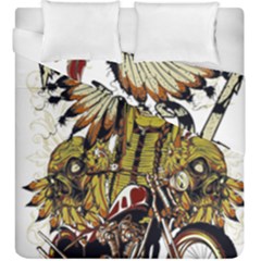 Motorcycle And Skull Cruiser Native American Duvet Cover Double Side (king Size) by Sarkoni