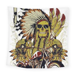 Motorcycle And Skull Cruiser Native American Square Tapestry (large) by Sarkoni