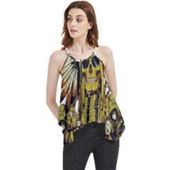 Motorcycle And Skull Cruiser Native American Flowy Camisole Tank Top by Sarkoni