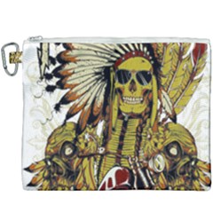 Motorcycle And Skull Cruiser Native American Canvas Cosmetic Bag (xxxl) by Sarkoni