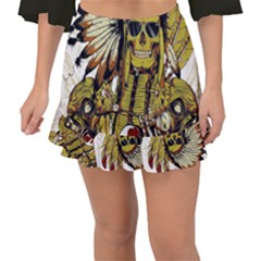 Motorcycle And Skull Cruiser Native American Fishtail Mini Chiffon Skirt by Sarkoni