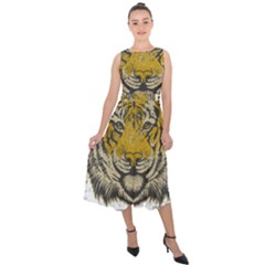 1813 River City Tigers Athletic Department Midi Tie-back Chiffon Dress by Sarkoni