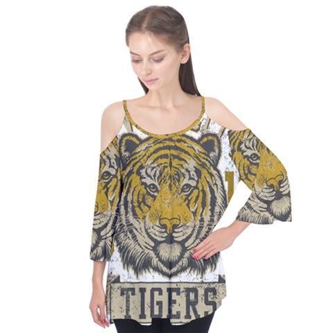 1813 River City Tigers Athletic Department Flutter Sleeve T-shirt  by Sarkoni