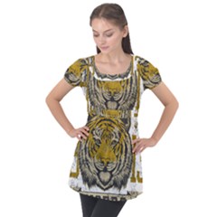 1813 River City Tigers Athletic Department Puff Sleeve Tunic Top