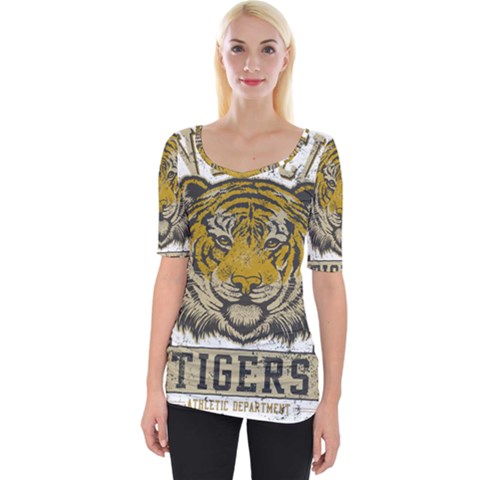 1813 River City Tigers Athletic Department Wide Neckline T-shirt by Sarkoni