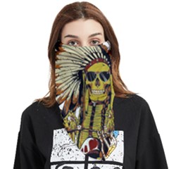 Motorcycle And Skull Cruiser Native American Face Covering Bandana (triangle) by Sarkoni