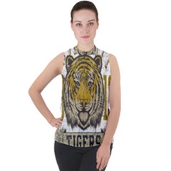 1813 River City Tigers Athletic Department Mock Neck Chiffon Sleeveless Top by Sarkoni