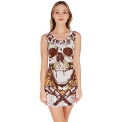 Harvest Of Fear Logo Illustration Skull Pistol Bodycon Dress by Sarkoni