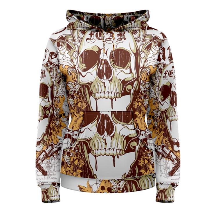 Harvest Of Fear Logo Illustration Skull Pistol Women s Pullover Hoodie