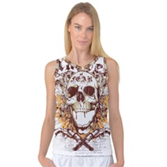 Harvest Of Fear Logo Illustration Skull Pistol Women s Basketball Tank Top by Sarkoni