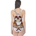 Harvest Of Fear Logo Illustration Skull Pistol One Piece Swimsuit View2