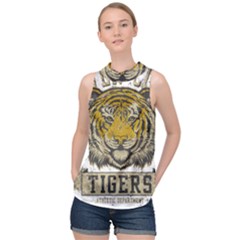 1813 River City Tigers Athletic Department High Neck Satin Top by Sarkoni