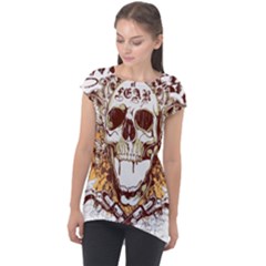 Harvest Of Fear Logo Illustration Skull Pistol Cap Sleeve High Low Top by Sarkoni