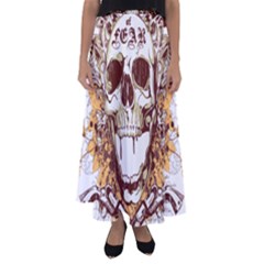 Harvest Of Fear Logo Illustration Skull Pistol Flared Maxi Skirt by Sarkoni