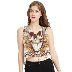 Harvest Of Fear Logo Illustration Skull Pistol V-neck Cropped Tank Top by Sarkoni