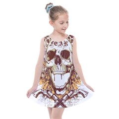 Harvest Of Fear Logo Illustration Skull Pistol Kids  Summer Dress by Sarkoni