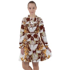 Harvest Of Fear Logo Illustration Skull Pistol All Frills Chiffon Dress by Sarkoni