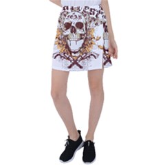 Harvest Of Fear Logo Illustration Skull Pistol Tennis Skirt by Sarkoni