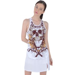 Harvest Of Fear Logo Illustration Skull Pistol Racer Back Mesh Tank Top by Sarkoni