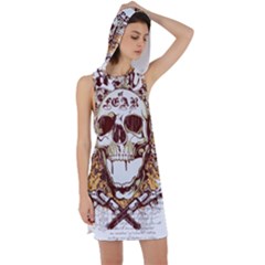 Harvest Of Fear Logo Illustration Skull Pistol Racer Back Hoodie Dress by Sarkoni