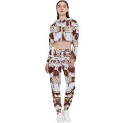 Harvest Of Fear Logo Illustration Skull Pistol Cropped Zip Up Lounge Set by Sarkoni