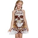 Harvest Of Fear Logo Illustration Skull Pistol Kids  Halter Collar Waist Tie Chiffon Dress View1