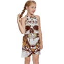 Harvest Of Fear Logo Illustration Skull Pistol Kids  Halter Collar Waist Tie Chiffon Dress View3