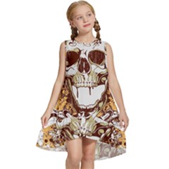 Harvest Of Fear Logo Illustration Skull Pistol Kids  Frill Swing Dress by Sarkoni