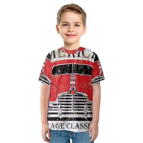 Perfect American Vintage Classic Car Signage Retro Style Kids  Sport Mesh T-shirt by Sarkoni