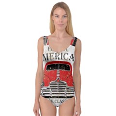 Perfect American Vintage Classic Car Signage Retro Style Princess Tank Leotard  by Sarkoni