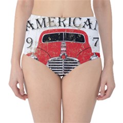 Perfect American Vintage Classic Car Signage Retro Style Classic High-waist Bikini Bottoms by Sarkoni