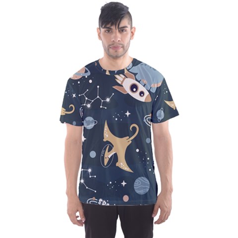 Space Theme Art Pattern Design Wallpaper Men s Sport Mesh T-shirt by Proyonanggan