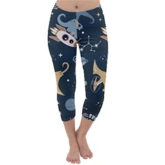 Space Theme Art Pattern Design Wallpaper Capri Winter Leggings  by Proyonanggan