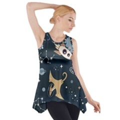 Space Theme Art Pattern Design Wallpaper Side Drop Tank Tunic by Proyonanggan