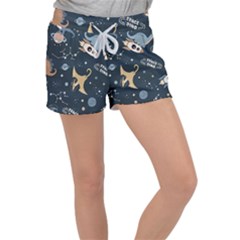 Space Theme Art Pattern Design Wallpaper Women s Velour Lounge Shorts by Proyonanggan