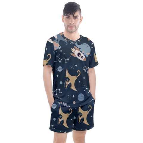 Space Theme Art Pattern Design Wallpaper Men s Mesh T-shirt And Shorts Set by Proyonanggan