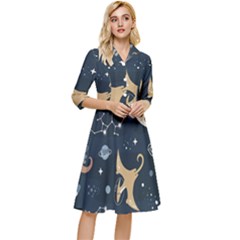 Space Theme Art Pattern Design Wallpaper Classy Knee Length Dress by Proyonanggan