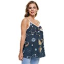 Space Theme Art Pattern Design Wallpaper Casual Spaghetti Strap Chiffon Top View3