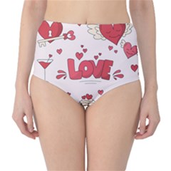 Hand Drawn Valentines Day Element Collection Classic High-waist Bikini Bottoms by Bedest