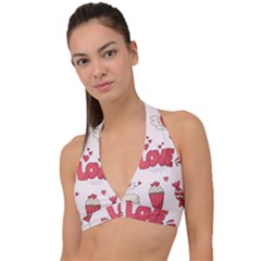 Hand Drawn Valentines Day Element Collection Halter Plunge Bikini Top by Bedest