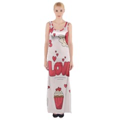 Hand Drawn Valentines Day Element Collection Thigh Split Maxi Dress by Bedest