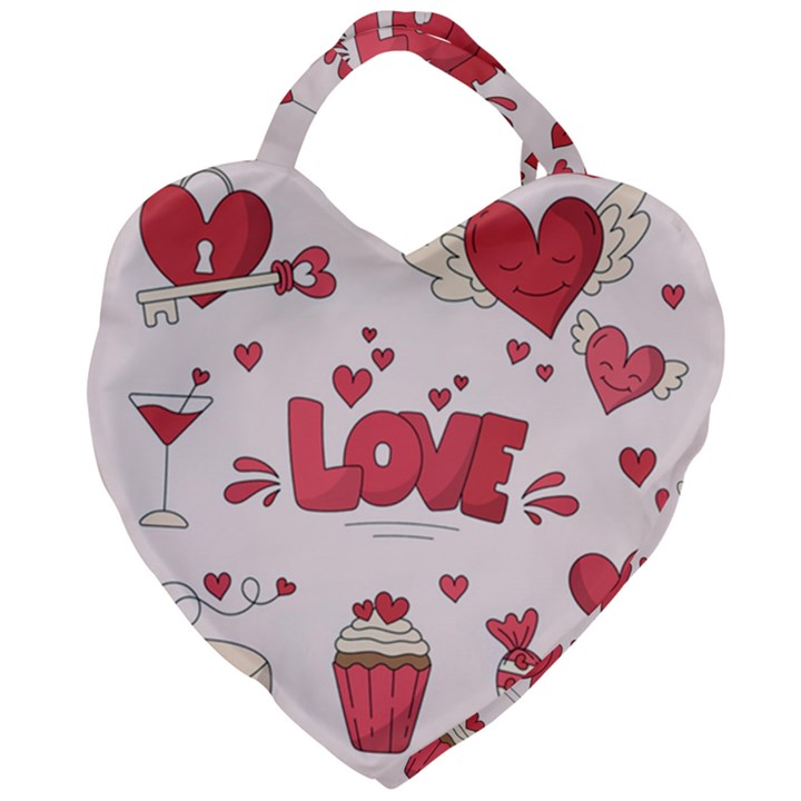 Hand Drawn Valentines Day Element Collection Giant Heart Shaped Tote