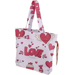 Hand Drawn Valentines Day Element Collection Drawstring Tote Bag by Bedest