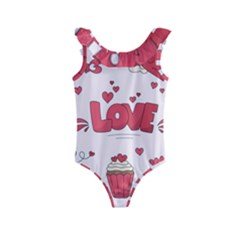 Hand Drawn Valentines Day Element Collection Kids  Frill Swimsuit by Bedest