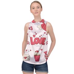 Hand Drawn Valentines Day Element Collection High Neck Satin Top by Bedest