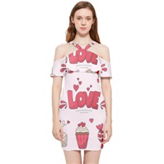 Hand Drawn Valentines Day Element Collection Shoulder Frill Bodycon Summer Dress by Bedest