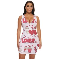 Hand Drawn Valentines Day Element Collection Draped Bodycon Dress by Bedest