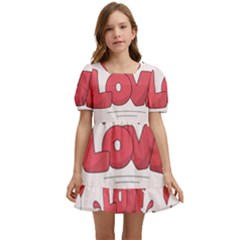 Hand Drawn Valentines Day Element Collection Kids  Short Sleeve Dolly Dress by Bedest