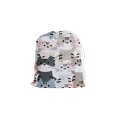 Cute Cat Couple Seamless Pattern Cartoon Drawstring Pouch (small) by Bedest